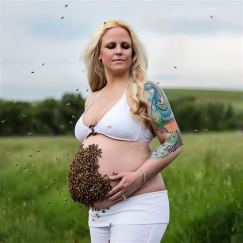 Pregnant Woman Stages Photoshoot With Thousands Of Bees On Her Belly