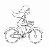 Coloring Colorare Bici Ragazza Guidando Sta Scarabocchio Tratteggio sketch template