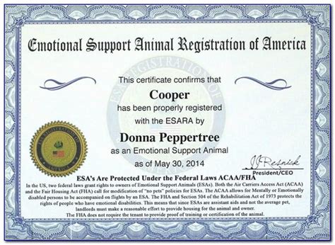 emotional support dog certificate template prosecution