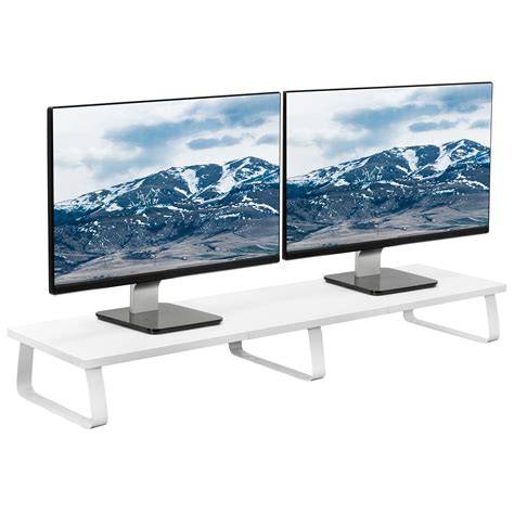 buy vivo   extra long monitor stand wood steel desktop riser dual screen tv keyboard