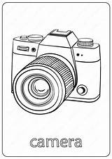 Camera Coloring Pages Pdf Drawing Cartoon Drawn Hand Visit sketch template