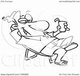 Cold Man Cartoon Lounging Holding Drink Outline Illustration Royalty Rf Clip Leishman Ron Toonaday Clipart Regarding Notes sketch template