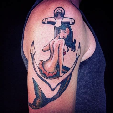 Mermaid Anchor Tattoo Mermaid Tattoos Traditional Tattoo