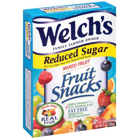 welchs reduced sugar mixed fruit snacks  pouches  pack  pouches