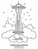 Needle Space Seattle Drawing Embroidery Easy Simple Coloring Pages Template Paintingvalley Patterns Washington Drawings Paper Sketch Pattern State Cross Stitch sketch template