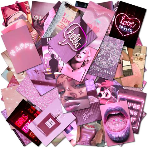boujee pink aesthetic wall collage kit pink wall collage etsy