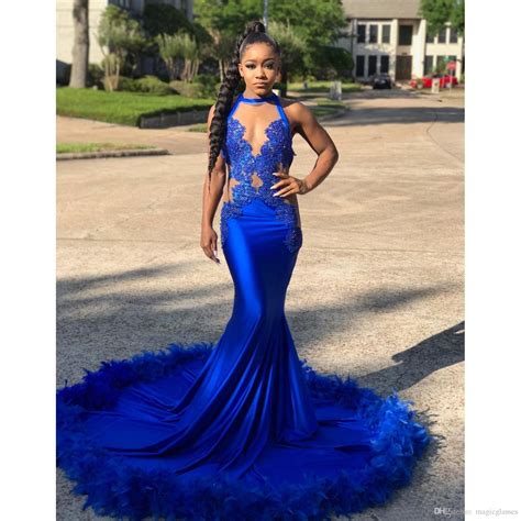 royal blue prom dresses for black girl sexy lace appliques