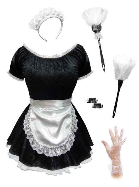 sale black and white sexy plus size french maid costume