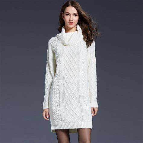 new fashion 2018 women autumn winter sweater dresses slim turtleneck