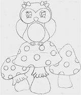 Corujas Riscos Pintura Coruja Catia Manuais Cogumelos Owl sketch template