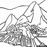 Machu Picchu Peru Coloring Pages Famous Clipart Drawing Pichu Landmark Color Landmarks Thecolor Cute Books Places Colouring Inca Tattoo Dibujos sketch template
