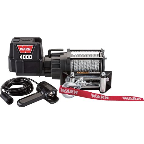 warn  volt dc powered electric utility winch  lb capacity galvanized steel wire model