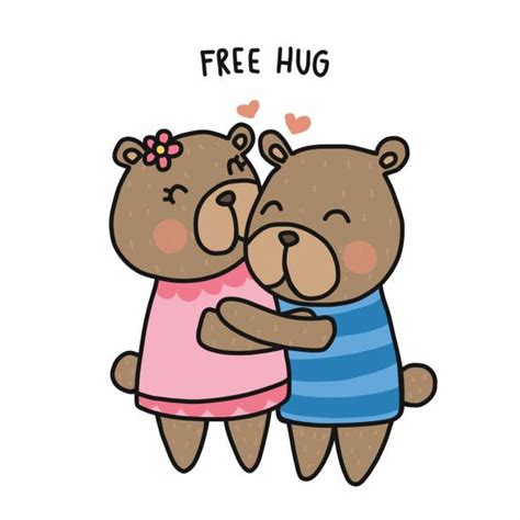 Best Two Teddy Bears Hugging Each Other Cartoon