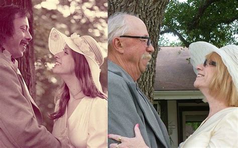 couples recreate photos from their wedding day and earlier