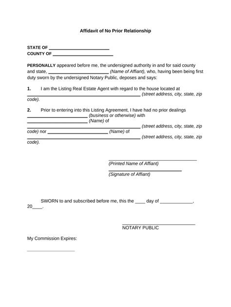 affidavit relationship  template pdffiller