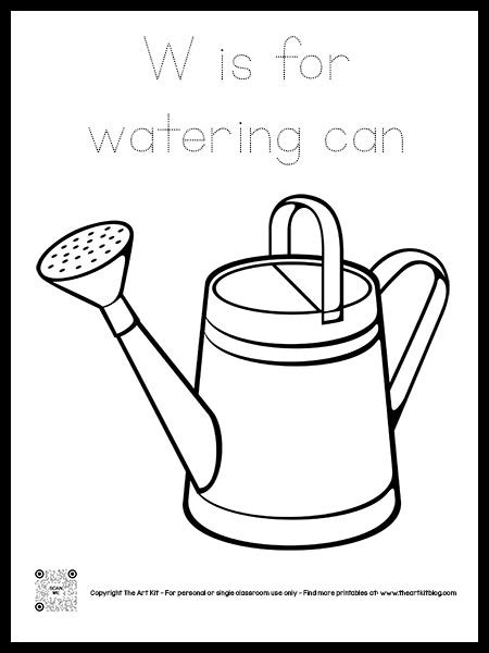 letter    watering  coloring page  printable dotted font