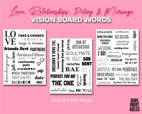 Vision Board Words Love Relationship Dating Marriage Etsy