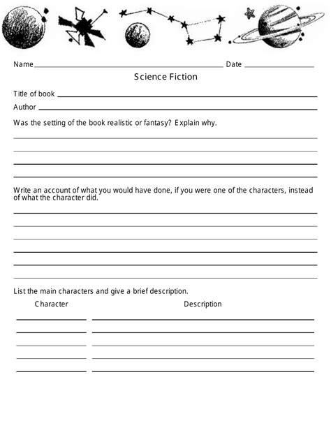 science fiction book report template fill  sign