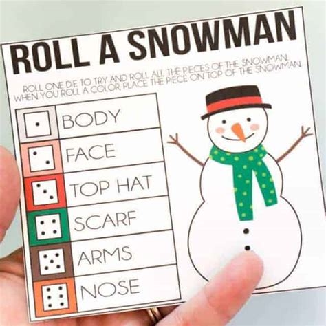 roll  snowman printable game real housemoms