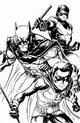 Batman Robin Nightwing Coloring Pages Superhero Dc Comics Drawing Deviantart Heroes Knight Colouring Comic Color Gotham Batgirl Drawings Dark Family sketch template