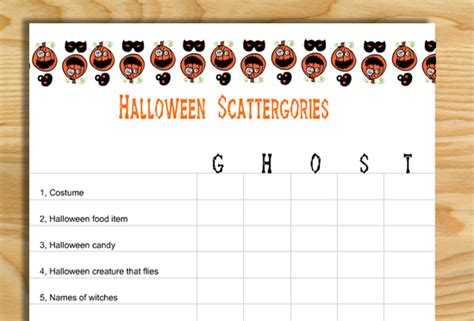 printable scattergories inspired halloween game