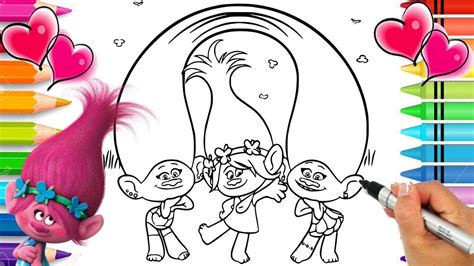princess poppy  friends satin  chenille trolls coloring page