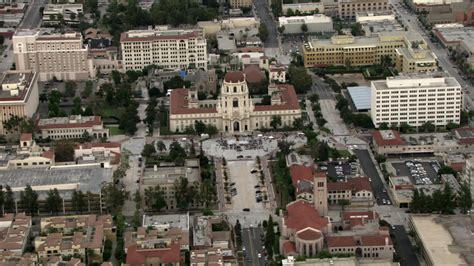 hd stock footage aerial video   view   crowd gathered  front