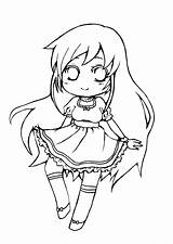Chibi Base Cute Pose Girl Lineart Coloring Pages Template Neko Vocaloid Sketch sketch template