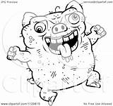 Pig Outlined Ugly Jumping Clipart Cartoon Coloring Vector Thoman Cory Royalty sketch template