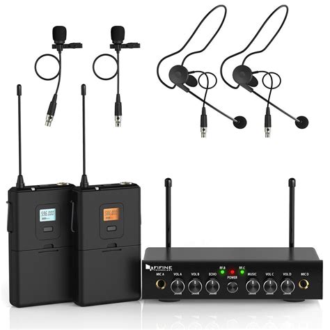 wireless microphone systemfifine uhf dual channel wireless microphone