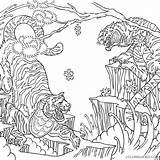 Coloring4free Coloring Tattoo Pages Tigers Two Related Posts sketch template