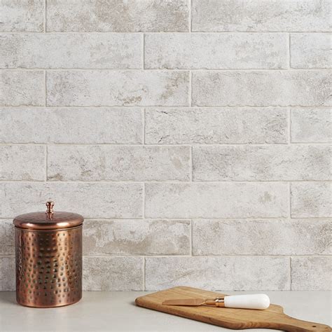 bricks crema    matte ceramic tile white brick backsplash