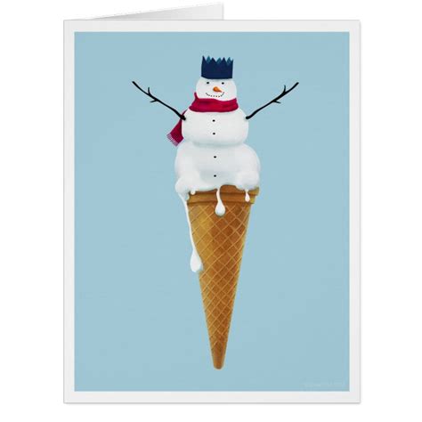 snowman ice cream cone large card
