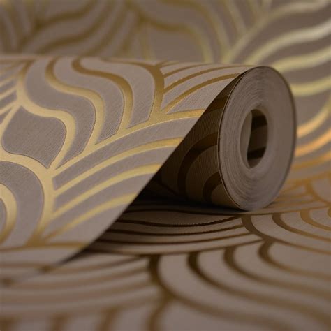 muriva precious silks art deco wallpaper beige gold  wallpaper   love wallpaper uk