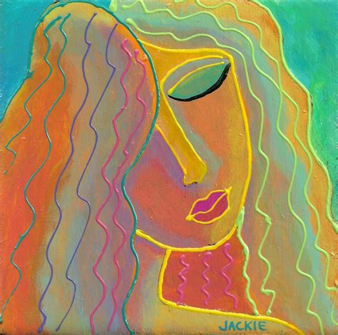 Hand Painted Ceramic Art Tile Colorful Abstract Portrait