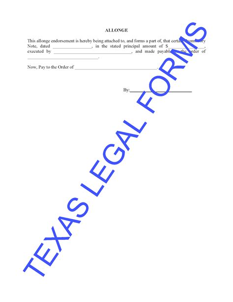texas allonge form  corporate legal forms  texas