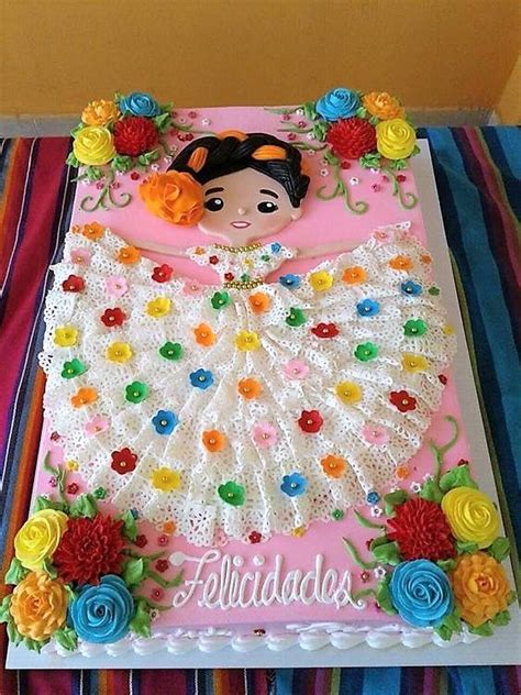 beautiful mexican girl cake gorgeous lace dress colorful perfect for birthday cinco de mayo
