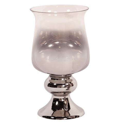 Large Smokey Glass Hurricane Decorative Vase 93019 The