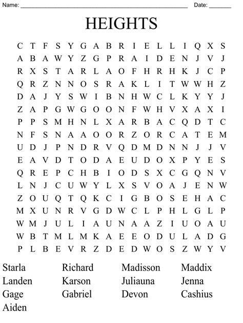 heights word search wordmint
