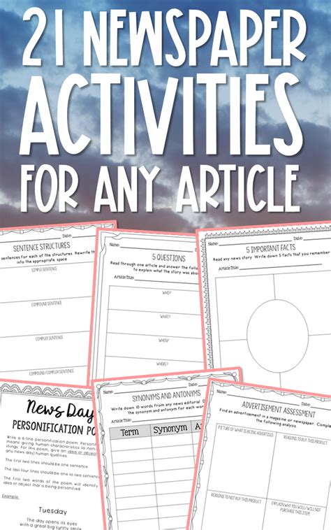 newspaper activities   article ela projects  worksheets