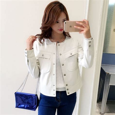 2017 White Plus Size 3xl 5xl Spring Leather Jacket Women