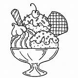 Ice Cream Coloring Pages Sundae Cone Printable Print Color Drawing Kids Waffle Dessert Cube Split Banana Shop Cute Sheet Whipped sketch template