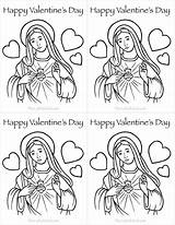 Catholic Valentine Coloring Pages Cards Kids Color Valentines Heart Saint Thecatholickid sketch template