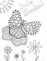 Coloring Spring Hello Sunshine Pages sketch template