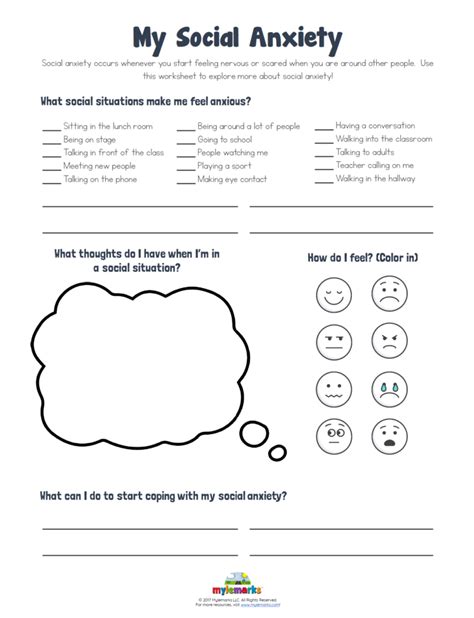 printable anxiety worksheets  printable templates