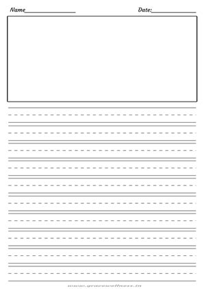kindergarten lined handwriting paper  picture box printable