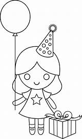 Coloring Birthday Girl Drawing Girls Kids Pages Clip Happy Clipart Line Drawings Cute Little Template Sweetclipart Outline Transparent Birthdays Cliparts sketch template