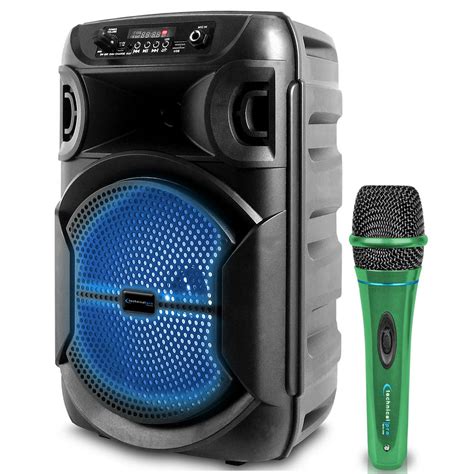technical pro professional portable microphone  digital processing xlr   green