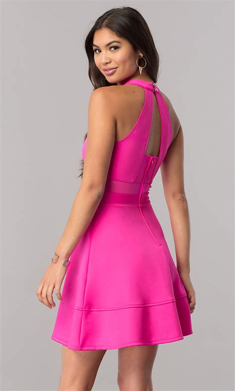 cheap hot pink cut out short party dress promgirl