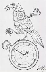 Steampunk Line Drawing Examples Drawings Shell Clock Coloring Bird Clockwork Tattoo Animals Animal Dessin Raven Pages Turtle Coloriage Google Boredart sketch template